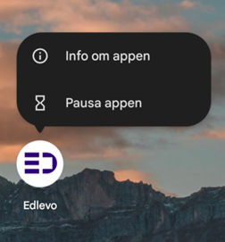 Skärmklipp som visar var olika funktioner som kommer upp när man klickar på Edlevo.
