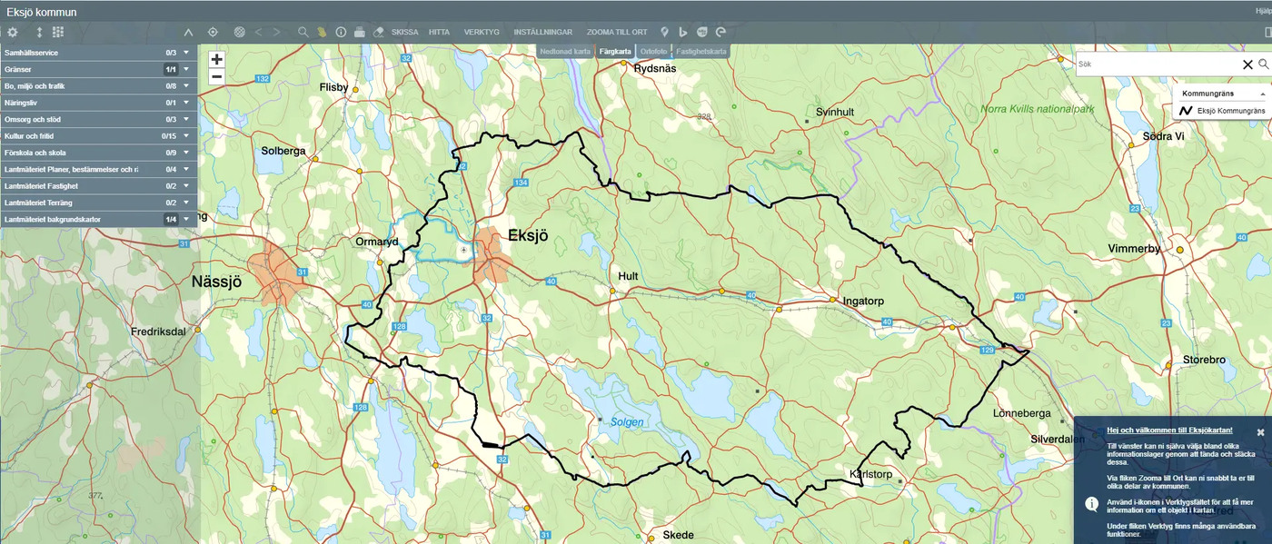 Karta över Eksjö kommun