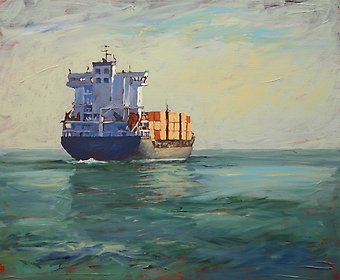 Målning med skepp, av Sten-Yngve Johansson